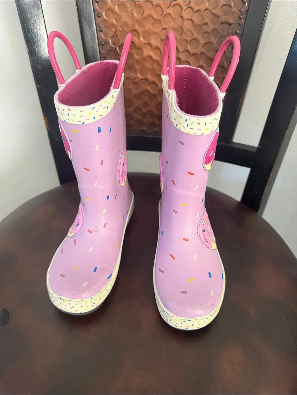 Cat & Jack Purple Donut Rain Boots with Pink Handles